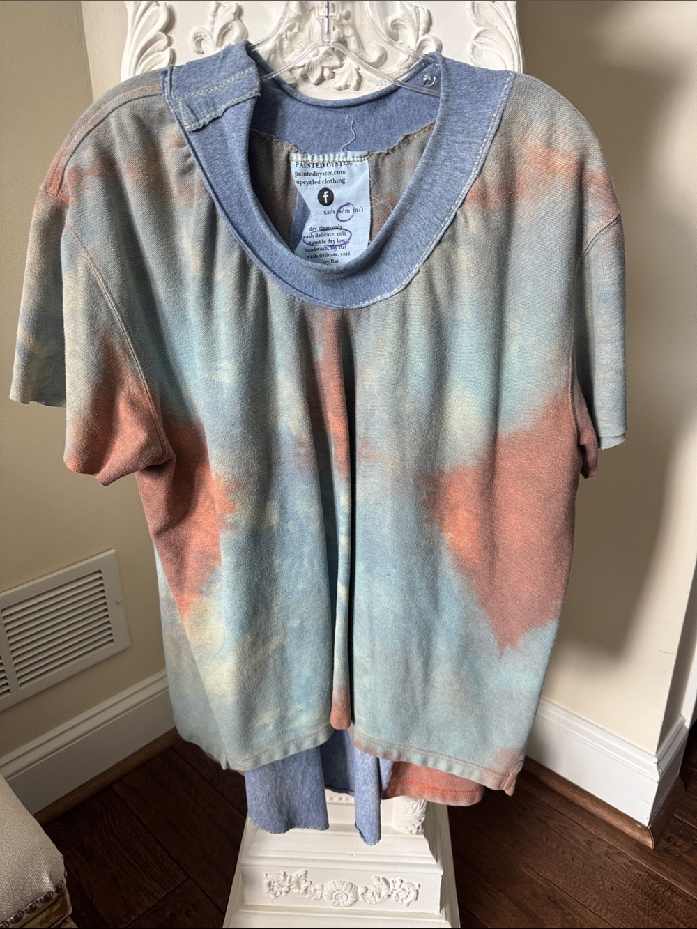 Tie-Dye Short Sleeve Top - Blue & Peach